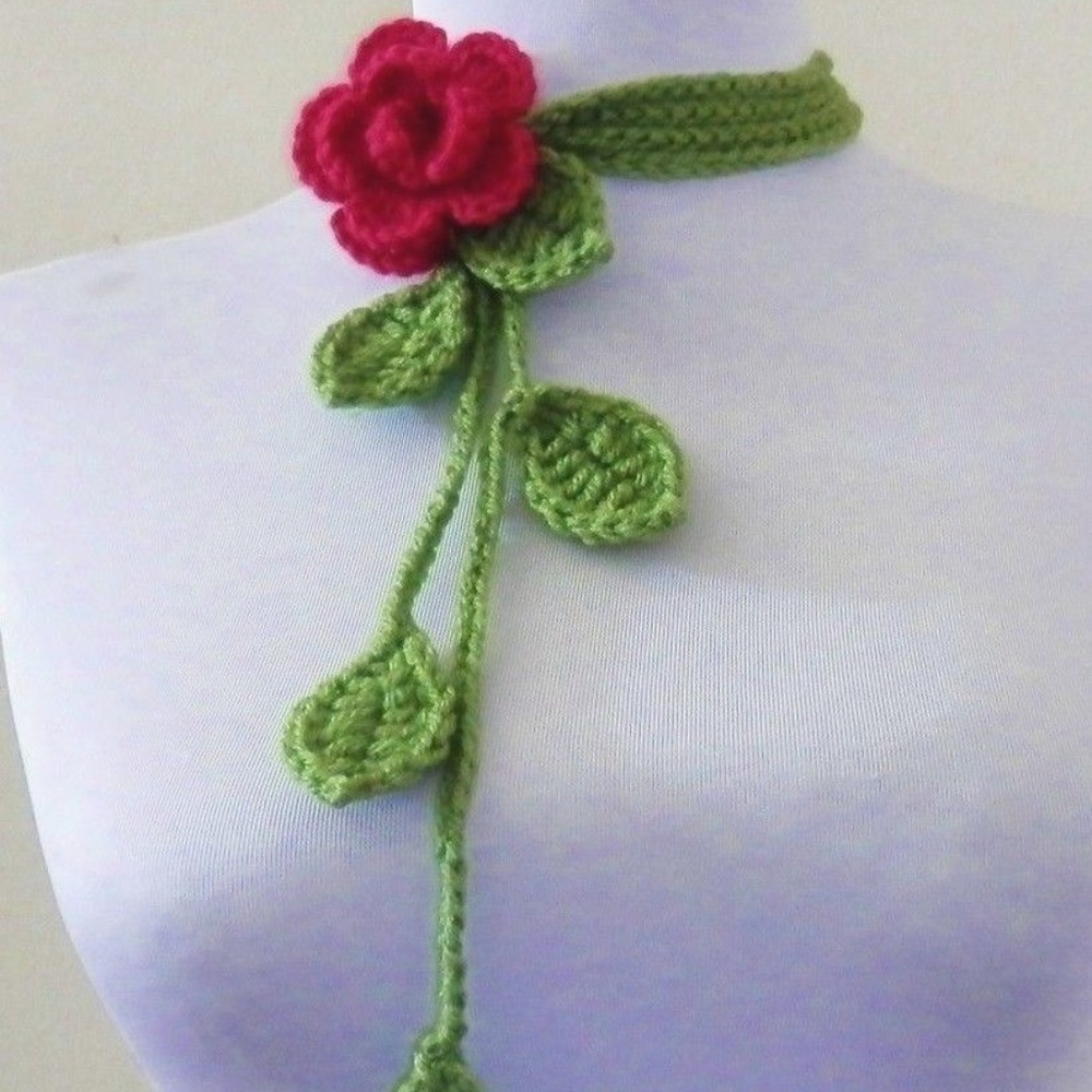 Unique New Handmade Boho Floral Scarf Necklace - Picture 3 of 4